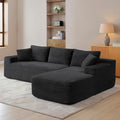 HYJT-H&K Modular Sectional Sofa Cloud Sectional Couch, 95" Comfy Fluffy L Shaped Black Couches for Living Room, Deep Seat Memory Foam Plush Corduroy Boneless Couch Sectionals Right Facing Chaise Sofa
