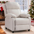 Recliner Chair, Living Room Chairs for Adults, Padded Deep Seat Reading Chair with Side Pockets, Small Recliners for Small Spaces, Lounge Chair for Living Room, Bedroom, and RV (Linen)