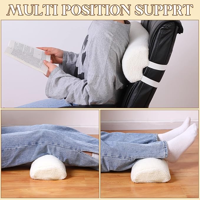 Sintuff Recliner Leg Rest Cushion Sofa Footrest Pillow with Cover Half Moon Bolster Pillow Under Knee Pillow for Sleeping On Back Alleviating Pain, 19.7 x 8 x 3.5 Inch (Beige)