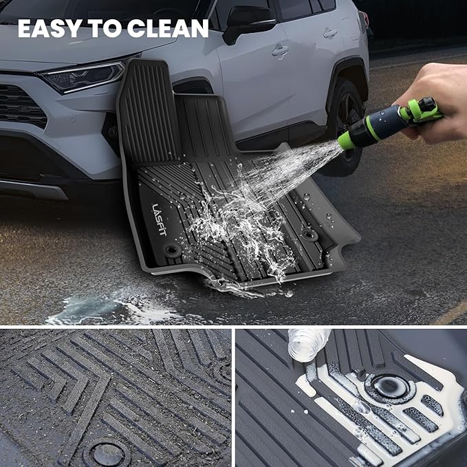 LASFIT Floor Mats&Trunk Mat for Toyota RAV4 2019-2025(Not Fit Hybrid) All Weather TPE Mats Custom Fit for Floor Liner for Toyota RAV 4 LE/XLE/Limited/TRD/Adventure Front and Rear 2 Row Car Mats,Black