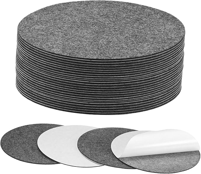 30-Pack Lamp Base Felt, 7 Inch Dia. 2mm Thick Self Adhesive Round Fabric Felt Pads for Lamp/Furniture/DIY, Non-Slip Fiber Backed Patch Circles with Adhesive Backing [Grey]