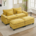 URRED Cloud Couch Modular Sectional Sofa, 87" Modern Loveseat Sofa with 2 Ottomans & Pillows, Ultra Comfy Chenille Couches for Living Room, Bedroom or Apartment, Yellow
