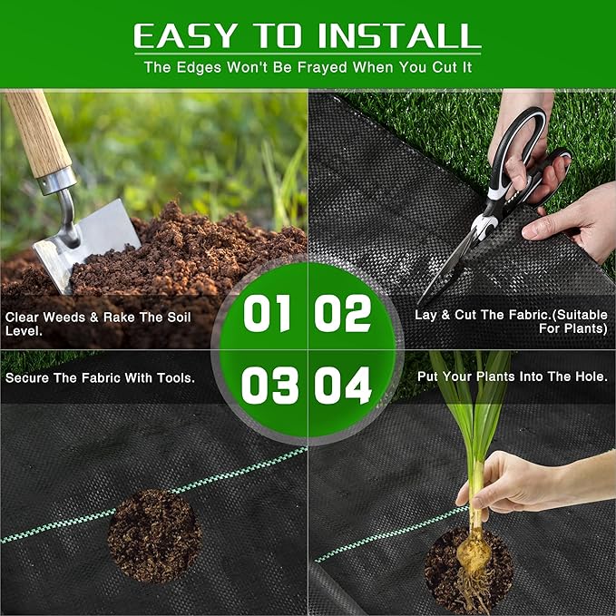 Weed Barrier Landscape Fabric Heavy Duty, 2.6FT x 300FT Thicken Garden Blocker Fabric Weed Mats, Weed Control Garden Cloth, Woven Geotextile Fabric for Garden Beds, Underlayment, Commercial Driveway