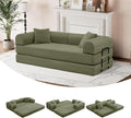 ZQRhome 79" 5-in-1 Convertible Sofa Bed, Luxe Comfort Sleeper with Sturdy Frame, No Assembly Corduroy Couch for Living Room, Apartment & Relaxation, Light Green