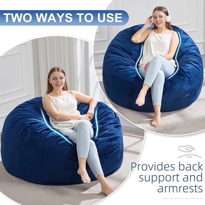 Hobestluk 3FT Bean Bag Chair Giant Bean Bag Chairs for Adults Large Bean Chairs with Removable Cover, Beanbag Chair with Filler, Adult Bean Bag Chairs for Living Room, Bedroom