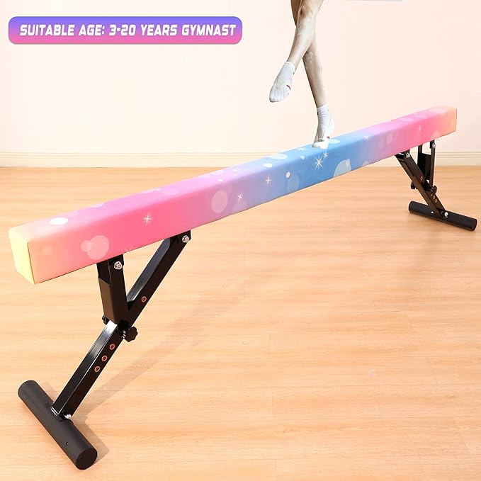 MARFULA Adjustable Balance Beam 8 ft Gymnastic Beam Adjustable Height for Kids and Teenage of All Gymnastic Levels, Gymnastic Training Beam Gymnastic Equipment for Athlete Home and Gym Club Use