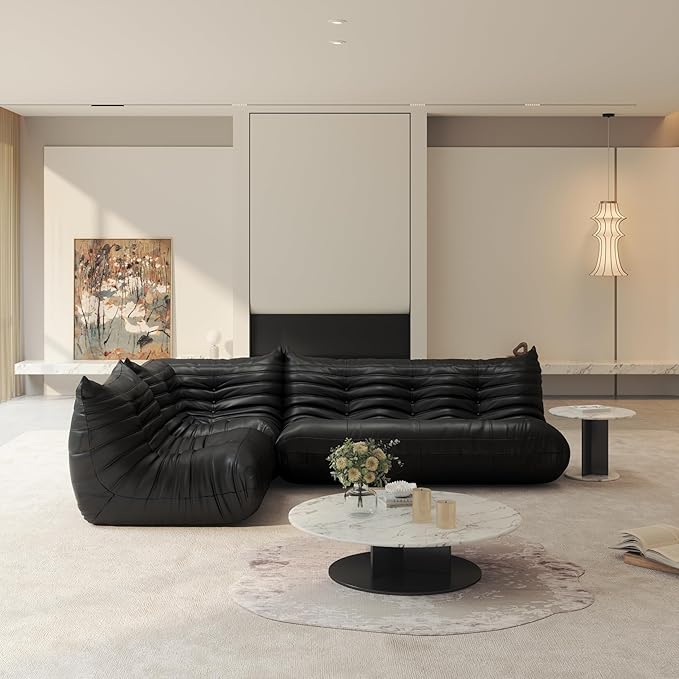 Bean Bag Chair Fireside Chair Lazy Floor Sofa, Faux Leather Giant Corner Bean Bag Sofa, High-Resilience Memory Foam Armless Foam Lounger Tatami Recliner Couch for Living Room Bedroom Dorm Office