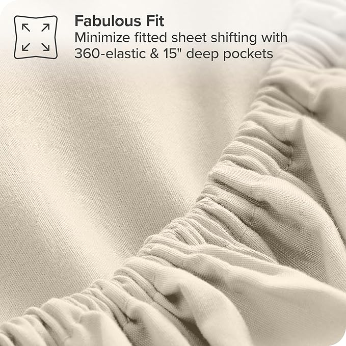 Bare Home Bed-in-A-Bag 7 Piece Comforter & Sheet Set - Full - Goose Down Alternative - Ultra-Soft 1800 Premium - Bedding Set (Full, Sand/Sand)