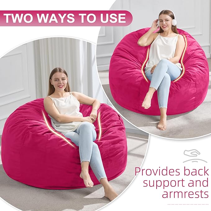 Hobestluk 3FT Bean Bag Chair Giant Bean Bag Chairs for Adults Large Bean Chairs with Removable Cover, Beanbag Chair with Filler, Adult Bean Bag Chairs for Living Room, Bedroom