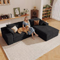 107" Cloud Sectional Couch with L-Shape Chaise, Modern Corduroy Viral Boneless Sofa for Living Room,Memory Foam Couches in a Box with Deep Seat,No Assembly Required (Black,Right-Facing Chaise)