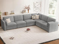 CUGOAO 159'' Modular Sectional Sofa, Oversized L-Shaped Sectional Couch, Deep Seat Chenille Cloud Couch, Removable Cover, Mordern Upholstered Couches for Living Room, Apartment, Office, Grey