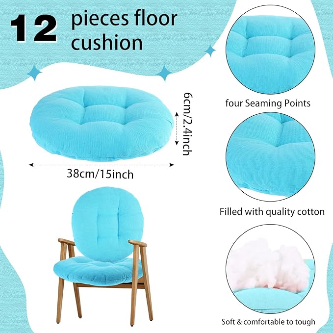 Gerrii 12 Pieces Classroom Floor Cushions with Handles Flexible Floor Seating Cushions Pillows School Chairs in Home School Classroom Kindergarten Daycare Nursery(Classic Color,Round)