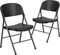 Flash Furniture 2 Pack HERCULES Series 330 lb. Capacity Black Plastic Folding Chair with Charcoal Frame