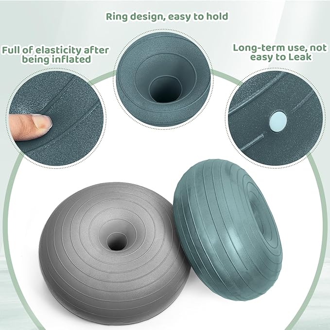Lewtemi 4 Pcs Flexible Seating for Classroom Elementary 20 Inch Yoga Ball Chair Inflatable Donut Ball Chair with Inflator for Kids Student Sensory Balance Office Exercise