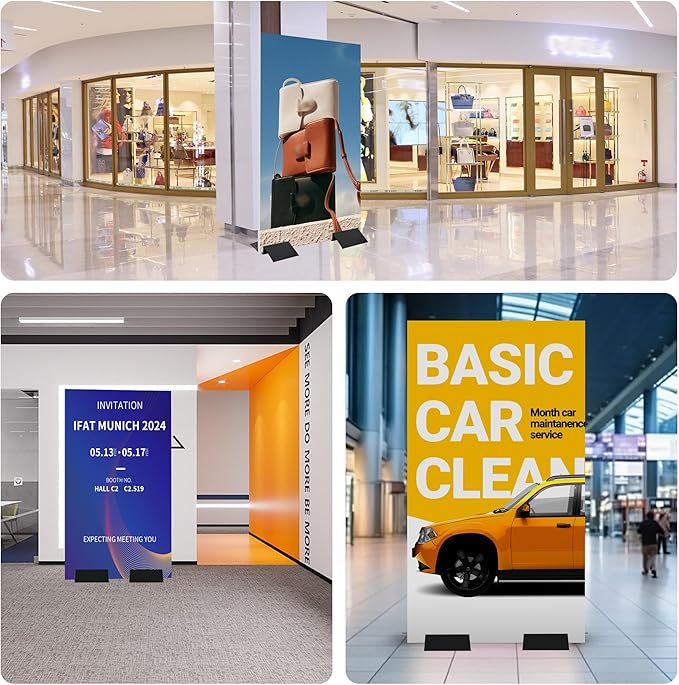 Inracity 2 Pcs Metal Floor Stand Sign Holder Base, 12" Wide M Mount Holder, Up to 72" Tall Graphic Display Floor Stand, Fit for Composite, Foam Board, Acrylic Glass Sign, Base Only, (12 inches)
