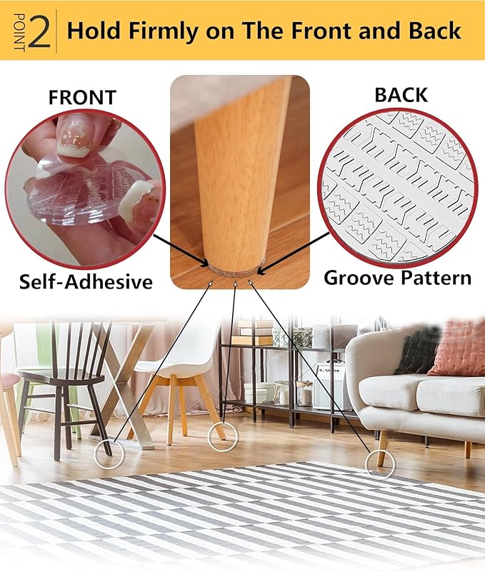Non Slip Furniture Pads, 12 PCS Clear No Skid Furniture Grippers, Self Adhesive Anti Slip Furniture Pads, Anti Slide Hardwood Floors Protectors for Keep Couch Stoppers