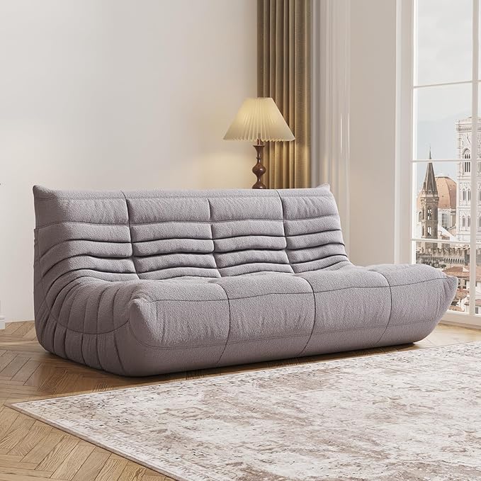 Bean Bag Chair, Fireside Chair, Large Bean Bag Chair for Adults, Bean Bag Chairs for Teens with High-Resilience Foam, Non-Slip Base Floor Lounge Sofa,Living Room (Gray, 3-Seater)
