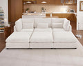 Oversized Modular Sofa, Extra Deep Cloud Chenille Sectional Couch with Ottoman Chaise, Fluffy Chenille 6 Seater Couch Bed for Living Room, Villa (Sofa Bed 6 Seater, Chenille White)