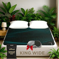 ECOHEAL Luxury Tourmaline Grounding Mat King Wide 75” x 54” for Bed & Sofa – PU Leather Conductive Surface, SGS Certified, Includes Silver Sleep Mask & 15ft Cord