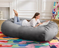 Hobestluk 6FT Bean Bag Chair Large Beanbag Lounger with Removable Cover Adult Bean Bag Chair with Portable Handle Desgin for Living Room Bedroom (Grey, 6FT)