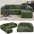 Furnify 106" Modular Sectional Sofa with L-Shape Chaise, Right/Left Facing Deep Seat Cloud Couch, No Assembly Required, Upholstered Couch for Living Room Bedroom (Plush Corduroy Fabric, Green)