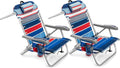 Homevative Cooler+ Folding Backpack Beach Chair with 5 Positions, Towel bar, XL Cooler Pouch, Storage Net, Cup and Phone Holder, Fireworks, 2 Pack