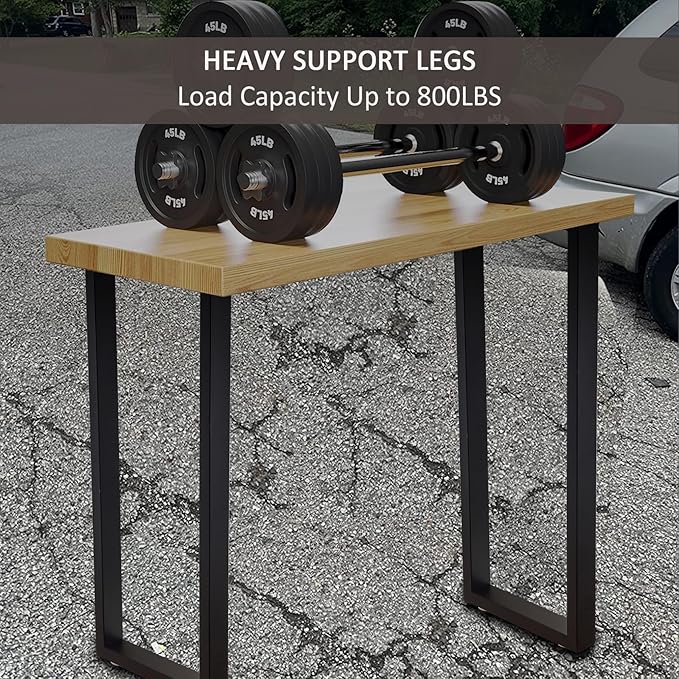 ALLCOS 36 Inch Metal Bar Table Legs, Heavy Duty Dining Table Leg Desk Legs with Adjustment Feet, Black, Set of 2