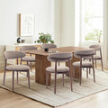 COLAMY Wooden Dining Chairs Set of 6, Modern Fabric Upholstered Kitchen Side Chairs, Farmhouse Dining Room Chair with Foot Pegs, Camel