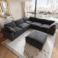 160.6'' Cloud Modular Sectional Sofa,Down Filled Comfort V Shaped Sofa Couch for Living Room,Minimalist Wide Deep Seat Convertible Couches for Office Apartment,4 Seater & 1 Corner+1 Ottoman (Black)