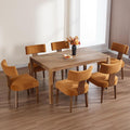 RIVOVA Velvet Dining Chairs Set of 6 Modern Dining Chair with Wood Legs, Upholstered Dining Chairs for Dining Room, Kitchen, Vanity, Living Room, Yellow Brown