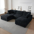 WJShome Cloud Couch Modular Sectional Sofa,118" Oversized U Shaped Couch with Ottoman,5 Seater Convertible Sofa,Comfy Plush Couches for Living Room,Covers Washable&Replaceable (Black)