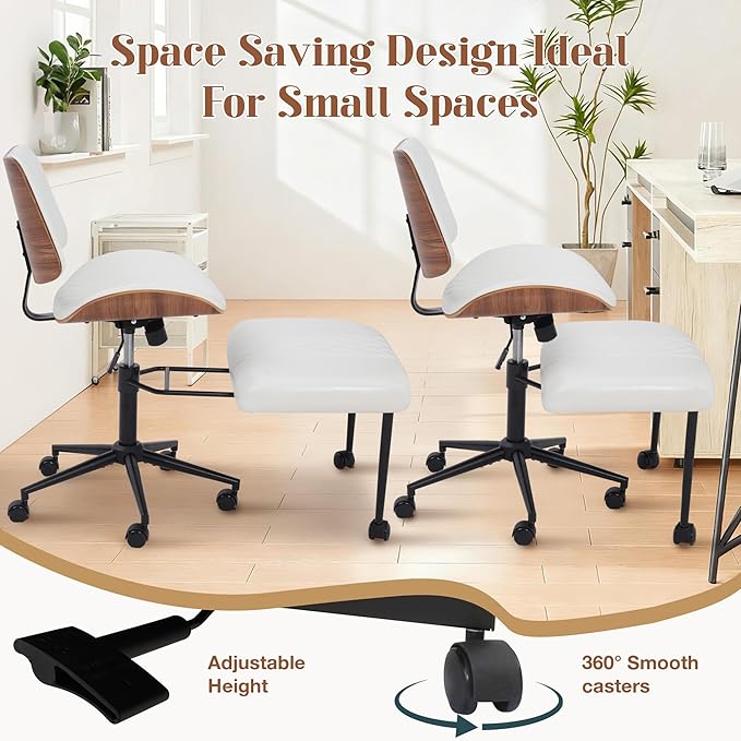 Azaeahom Ergonomic Cross Legged Office Chair with Wheels, Height Adjustable & 360°Swivel for Meditation, Desk & Yoga - Wide Criss Cross Design, Kneeling Chair - White