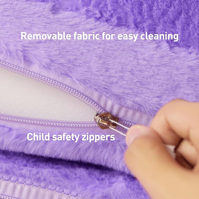 MOONBEEKI Toddler Chair Comfy，Foldable Princess Couch for Girl, Toddler Recliners for Kids Over 18 Months, Kids Furniture for Bedroom and Playroom, Purple