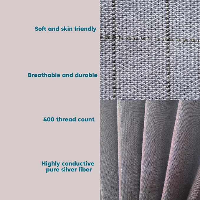 NAGS® Grounding Sheets,Grounding Bedding Sheet, Soft Cotton with Pure Silver Fitted Grounded Sheet for Improved Sleep,Pain Relief (Dark Gray, Queen)