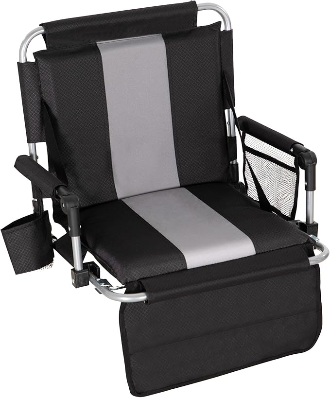HIGH POINT SPORTS Foldable Stadium Seat Portable Folding Stadium Chairs Padded Bleacher Seat Cushion Bleacher Chair with Armrest and Cup Holder