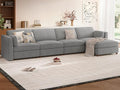 CUGOAO 153.4'' Modular Sectional Sofa, Oversized L-Shaped Sectional Couch with Ottoman, Deep Seat Chenille Cloud Couch, Mordern Upholstered Couches for Living Room, Apartment, Office, Grey