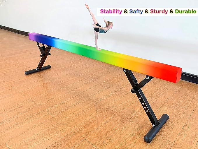 MARFULA Adjustable Balance Beam 8 ft Gymnastic Beam Adjustable Height for Kids and Teenage of All Gymnastic Levels, Gymnastic Training Beam Gymnastic Equipment for Athlete Home and Gym Club Use