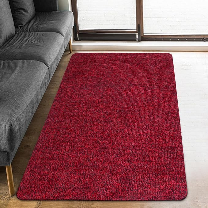 Front Door Mat Indoor and Outdoor, Non-Slip Low Profile Doormat 60"x35", Thin Yet Super Water, Quick-Drying, Dirt Resistant,No Shedding Doormats for Entrances, Garage, Pets,Hotel,Office,Red