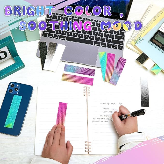 Gersoniel 72 Pcs Anxiety Sensory Stickers Strips Adhesive Textured Mental Health Calm Stickers Mindfulness Fidget Decals Stress Anxiety Relief Items for Therapy Office Desk Counselor(Gradient)