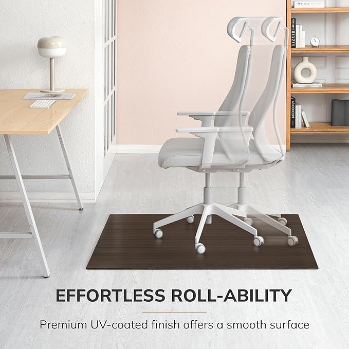 Anji Mountain Office Chairmat Thickest & Sturdy Bamboo Chairmats Highly Premium Quality Anti-Slip Heavy Duty for Multi-Purpose Hardwood Floor Office & Home Floor Protector Office Chair mat-5mm Thick
