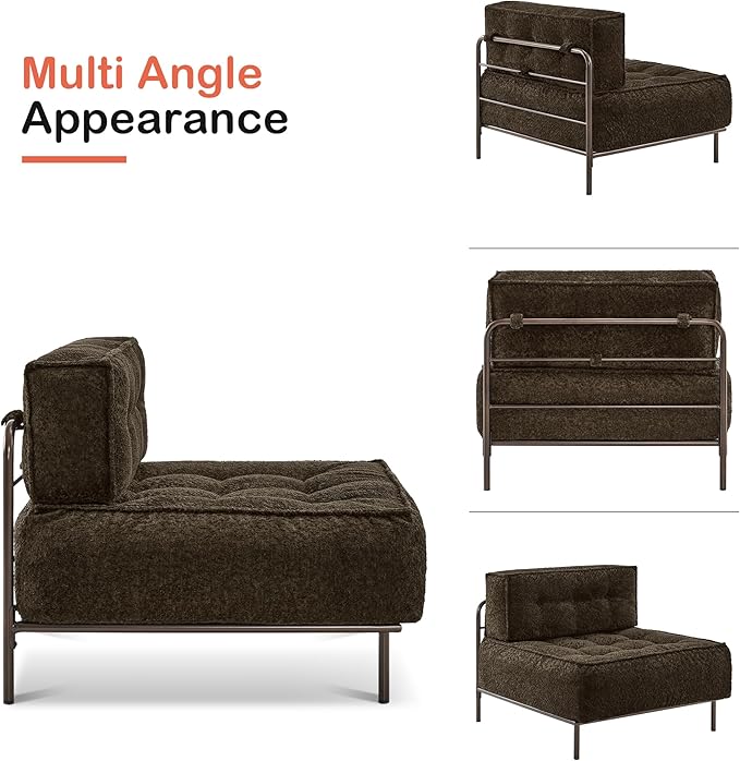MCombo Modular Sofa Couch with Removable Cushion, Accent Sofa Chair, Upholstered Sofa for Living Room, Apartment, Office (Chocolate, Two Seats)