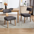 KHISCHMO Mid Century Modern Dining Chairs, Upholstered Linen Fabric Chairs with Curved Backrest and Wood Legs, Comfy Kitchen Vanity Chairs for Dining Room/Living Room/Kitchen, Set of 2 Grey