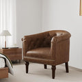DREAMSIDEA Accent Chair, Upholstered Faux Leather Barrel Chair with Nailed Trim, Comfy Club Armchair for Reading Living Room Bedroom Waiting Room (Rust, Set of 1)