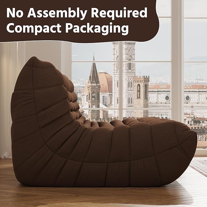 Bean Bag Chair, Fireside Chair, Large Bean Bag Chair for Adults, Bean Bag Chairs for Teens with High-Resilience Foam, Non-Slip Base Floor Lounge Sofa,Living Room (Coffee, 3-Seater)
