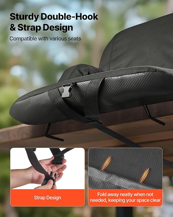 VEVOR Stadium Seat, 6 Adjustable Angle Bleacher Chair, 2.9'' Cushion Stadium Seat with Back Support and Armrest, Wide Bleacher Chair with Hook Pocket Cupholder for Picnics, Beach Sports, and Gaming