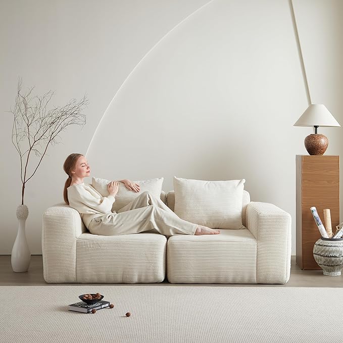 Swbvs Futon Sofa Bed, Sectional Small Couch, Sleeper Sofa, Loveseat, Modern Futon Couch, Sofa Cama, Couches for Living Room, Bedroom, Beige