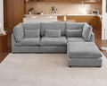Oversized Modular Sofa, Extra Deep Cloud Chenille Sectional Couch with Ottoman Chaise, Fluffy Chenille 4 Seat L-Shaped Sofa for Living Room, Villa (L Shape 4 Seater, Chenille Grey)