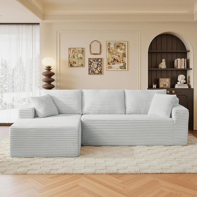 105" Sectional Couches for Living Room Cloud Couch Sofa with L-Shape Upholstered Boneless Couchs Modern Modular Sectional Couch with Chaise (Light Grey, 105" W+Left Facing Chaise+2Seaters)