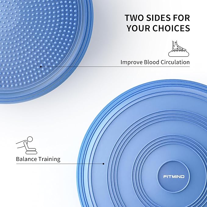 FITMIND Inflated Wobble Cushion,Circular Non-slip Texture for Comfortable Sitting,Extra Thick Dyna Disc with Pump for Core Strength,Wiggle Seat to Improve Posture,Fitness,660lb Load Capacity