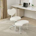 Meditation Chair with Lumbar Support,360° Swivel Cross Legged Chair with Wheels, Ergonomic Cross Legged Office Chair for Adults with ADHD, Height-Adjustable Yoga Chair, Teddy Fabric, Ivory